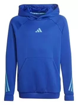 Image of adidas Junior Unisex Training Icons Hoodie - Blue Size 7-8 Years