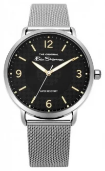 Image of Ben Sherman Mens Matt Black Dial Silver Steel Mesh BS015BSM Watch