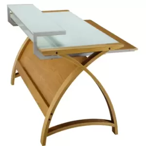 Image of Jual Helsinki Curve Oak/Glass Desk 900