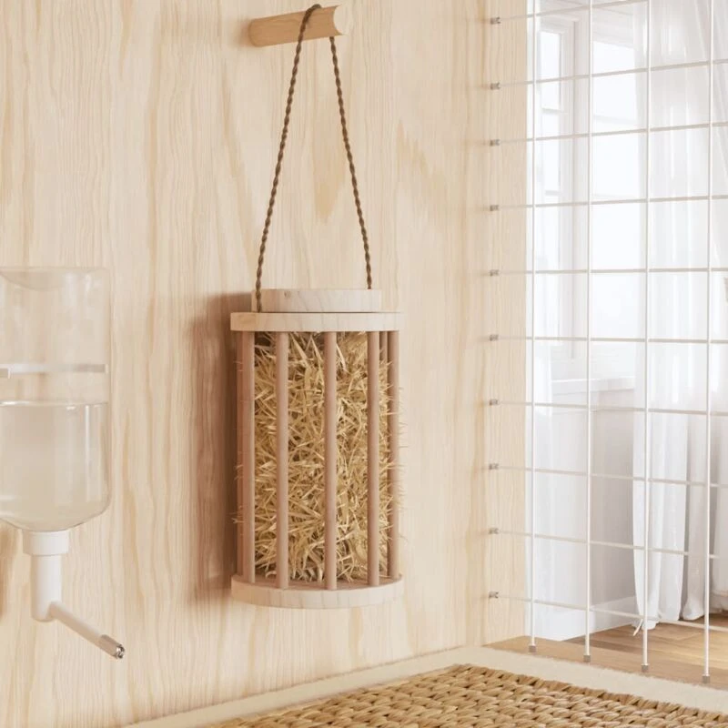 Image of vidaXL Rabbit Hay Feeder 15x25.5cm Solid Wood Fir, Brown 172421