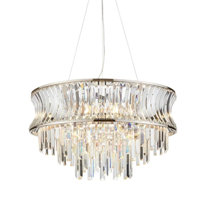 Image of Vittoria Pendant Ceiling Light Bright Nickel Plate, Crystal And Clear Glass