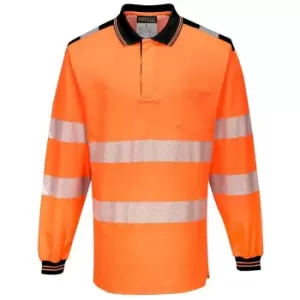 Image of T184OBRM - sz M PW3 Hi-Vis Polo Shirt L/S - Orange/Black - Portwest