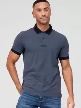 Image of Armani Exchange Contrast Collar Polo Shirt - Dark Grey Size M Men