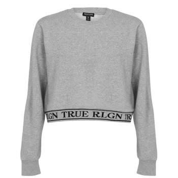 Image of True Religion Ticker Crop Sweatshirt - Grey