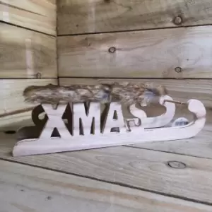 Image of Samuel Alexander - 40cm Wooden Christmas Santa Sleigh Decoration with Faux Fur