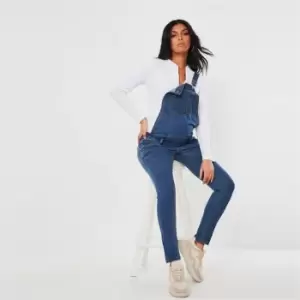 Image of Missguided Maternity Denim Dunagree - Blue