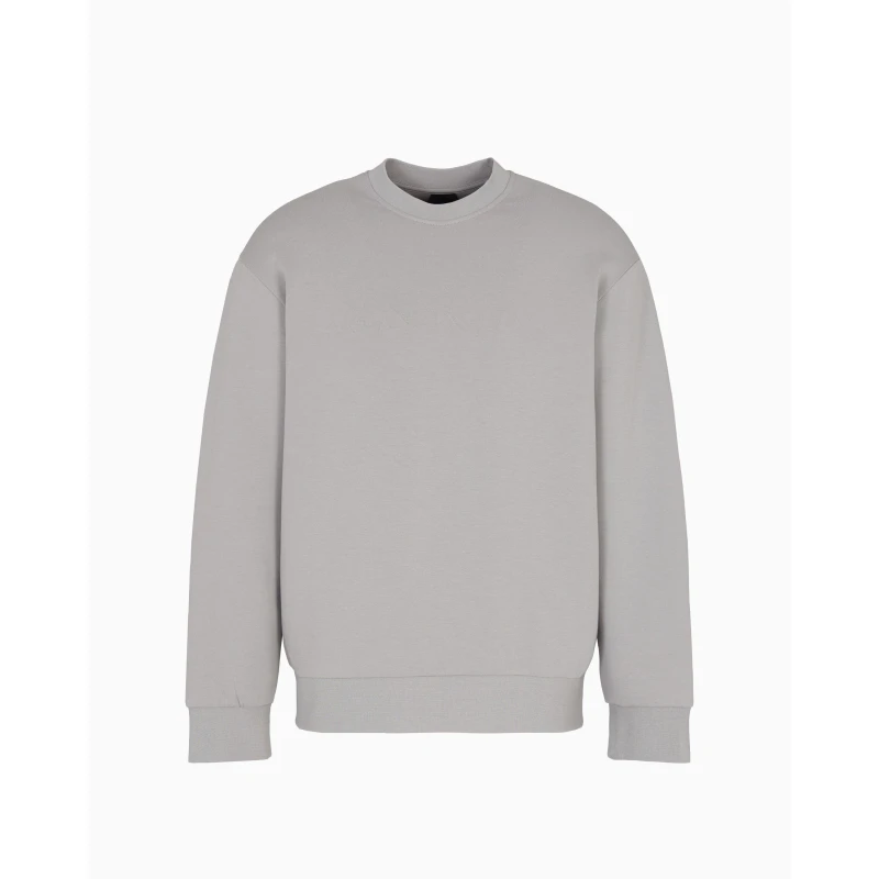 Image of Armani Exchange Mens Crew-Neck Modern Cut Sweatshirt Neut Gray U8051 male XS