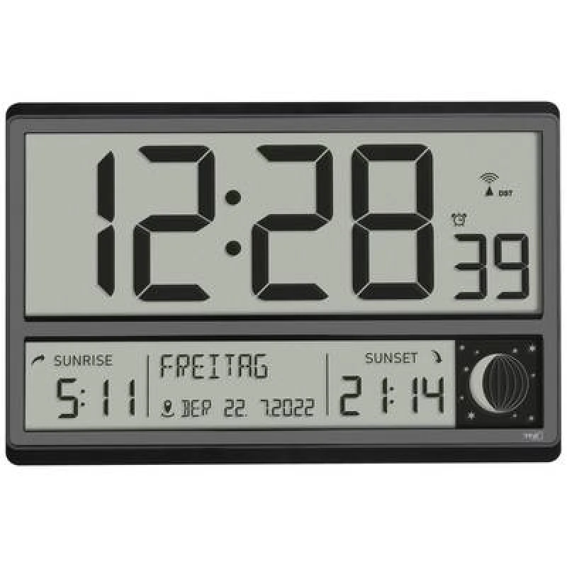 Image of TFA-Dostmann 60.4524.01 Funk Wanduhr 360cm x 28mm 235 Schwarz...