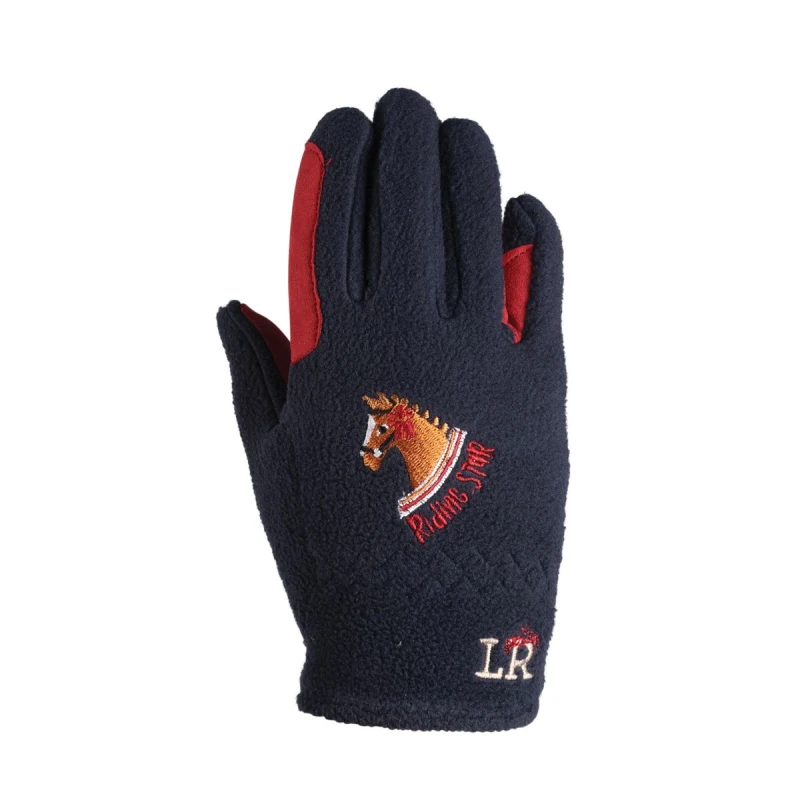 Image of Little Rider Riding Star Collection Fleece Riding Gloves in Navy Size: XL Navy Unisex XL