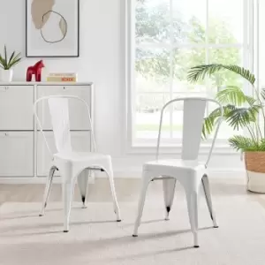 Image of Set of 2 Colton Industrial Steel Stackable Tolix Style Dining Chairs