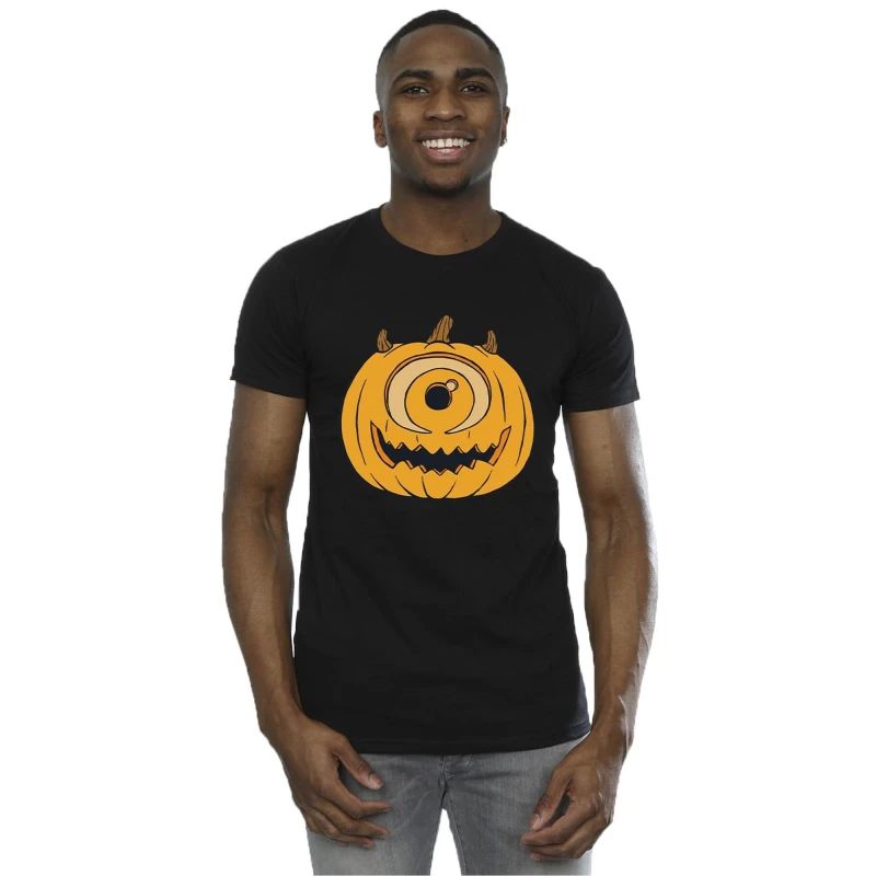 Image of Disney Men Pumpkin Cotton Halloween T-Shirt in Black Size: Small Black S Male 5063376632355