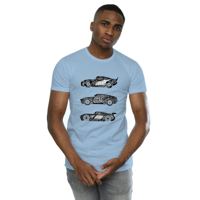 Image of Disney Men Cars Text Racers T-Shirt in Baby Blue Size: Small Baby Blue S Male 5059568311597