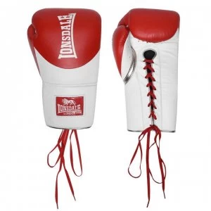 Image of Lonsdale L60 Lace Leather Fight Gloves - Red/White