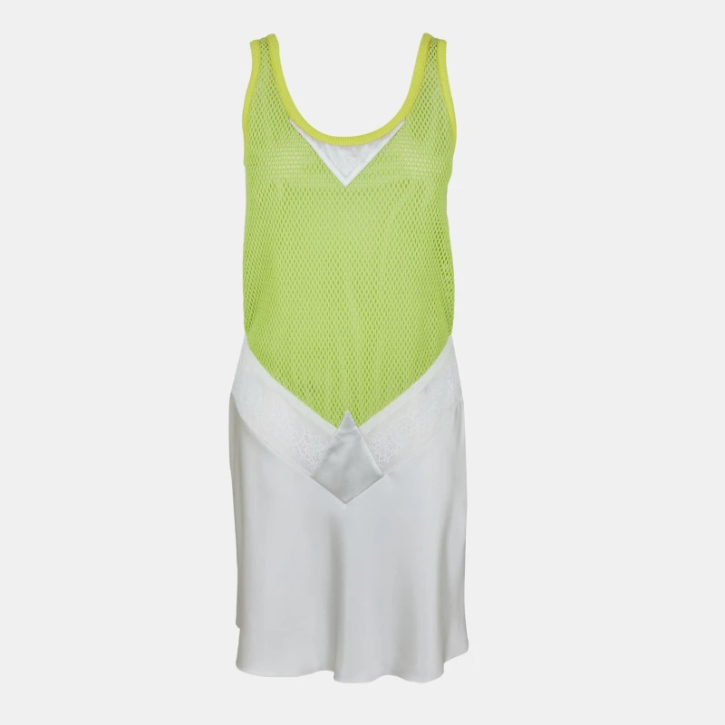 Image of Off White Womens Fishnet Mini Dress Light Yellow female 8 (XS)