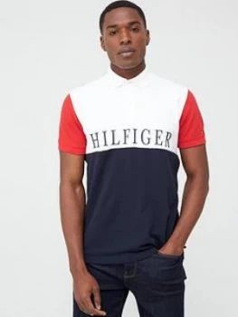 Image of Tommy Hilfiger Colourblock Regular Polo Shirt - Desert Sky/Navy