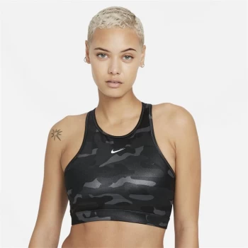 Image of Nike Dri-FIT Swoosh Womens Support 1 Piece Pad High-Neck Sports Bra - Black Camo