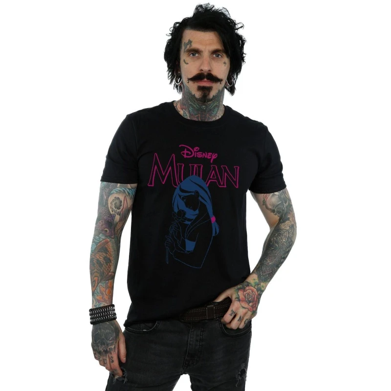 Image of Disney Men Mulan Magnolia Line T-Shirt in Black Size: Small Black S Male 5059308813329