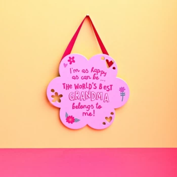 Image of Cheerful Flower Hanging Plaque - Grandma