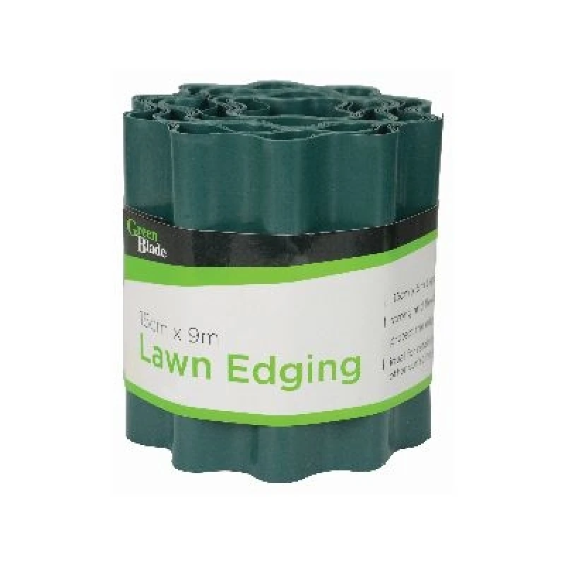 Image of Green Blade Flexible Plastic Lawn Edging - 15cm x 9m - Green Green