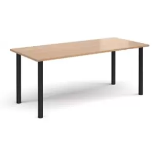 Image of Rectangular Black radial leg meeting table 1800mm x 800mm - beech