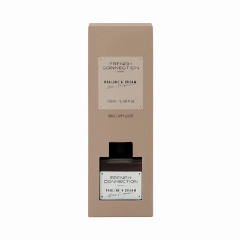 Image of French Connection French Connection Praline & Cream Reed Diffuser 100ml Square Design in Light Brown Light Brown 100ml Unisex 5056791600351