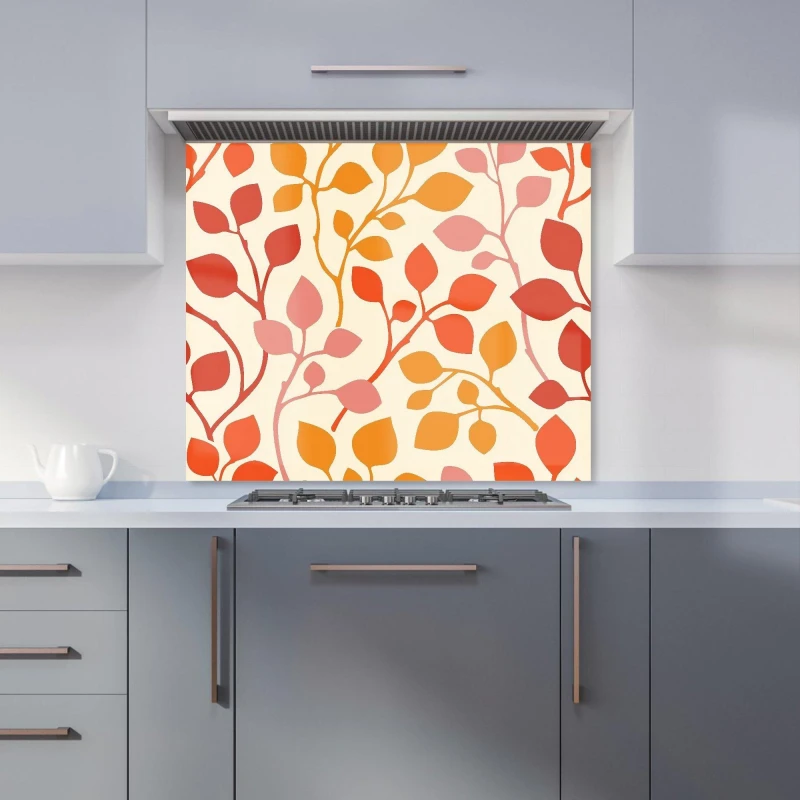 Image of Warren Reed - Designer Colorful Autumn Leaves Kitchen Splashback in Red Size: 900mm x 750mm Red Unisex 900mm x 750mm