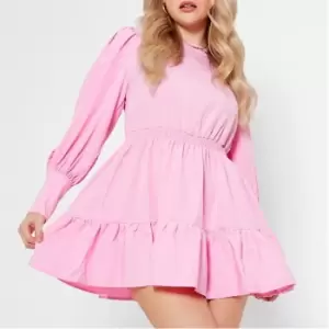 Image of I Saw It First Woven Puff Sleeve Mini Dress - Pink