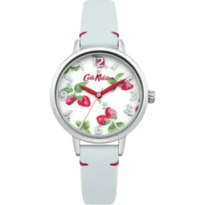 Image of Ladies Cath Kidston Strawberries Light Blue Leather Strap Watch