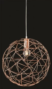 Image of 1 Light Spherical Wire Ceiling Pendant Copper, E27