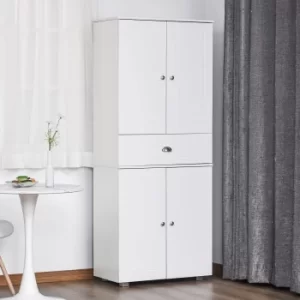 Image of HOMCOM Modern Kitchen Pantry Cupboard Kitchen Storage Cabinet w/ Drawer and Shelves, 76.2W x 40D x 184Hcm