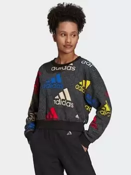Image of Adidas Essentials Multi-Colored Logo Crop Sweatshirt