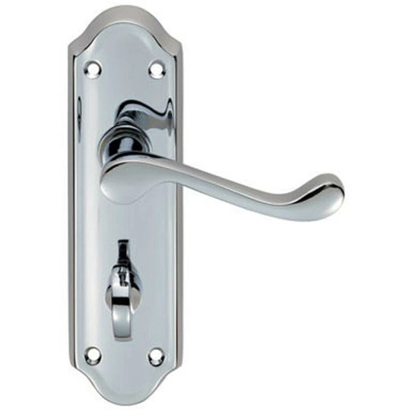 Image of Loops PAIR Victorian Upturned Lever on Bathroom Backplate 168 x 47mm Polished Chrome Multi