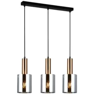 Image of Italux Lighting - Italux Sardo - Modern Hanging Pendant Brass 3 Light with Smoky Shade, E27