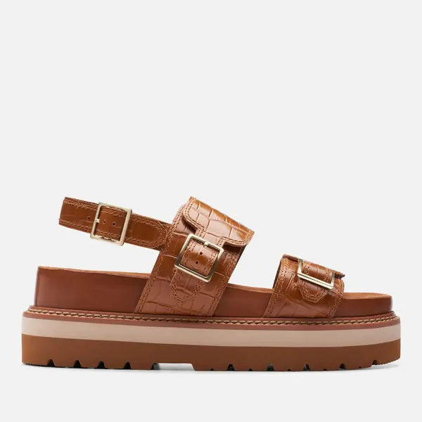 Image of Clarks Womens Orianna Glide Croc-Effect Leather Sandals - UK 3