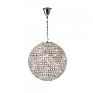 Image of Globe Ceiling Pendant 7 Light Polished Chrome, Crystal