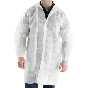 Image of Click Once Polyprop Disposable Visitors Coat Large White Ref PDVCL