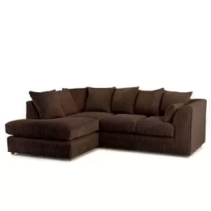 Image of Canolo Luxury LHF Corner Chaise Jumbo Cord Sofa - Chocolate - Chocolate