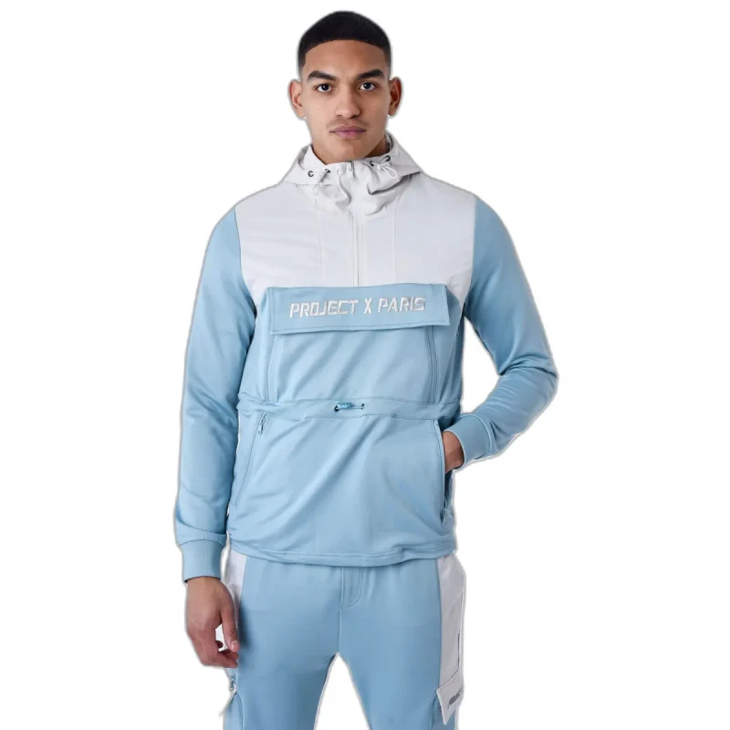 Image of Project X Paris Two-tone windbreaker style hoodie Project X Paris Bleu Male L