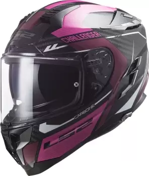 Image of LS2 FF327 Challenger Thorn Carbon Helmet, black-pink Size M black-pink, Size M