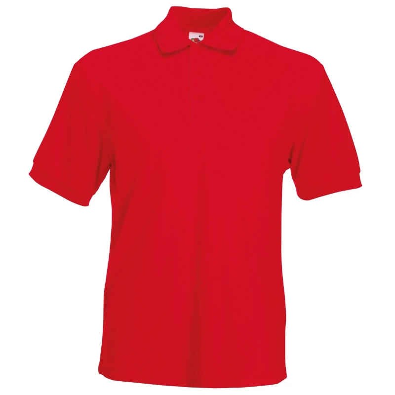 Image of Fruit Of The Loom Fruit of the Loom Men 65 35 Heavyweight Pique Short Sleeve Polo Shirt in Red Size: Small Red S Male 5055747646610