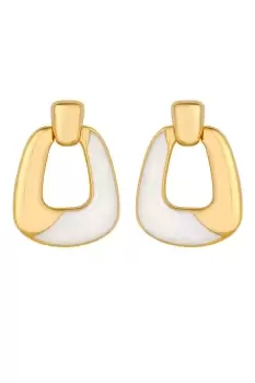 Image of Gold Plated Polished And Enamel Doorknocker Earrings