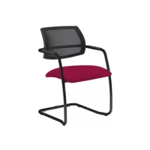 Image of Dams MTO Tuba Black Cantilever Frame Conference Chair with Half Mesh Back - Ocea