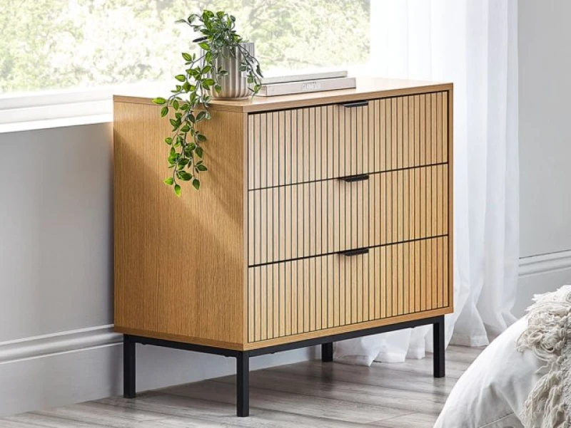 Image of Julian Bowen Sia Oak 3 Drawer Chest of Drawers