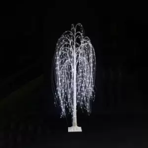 Image of Premier Decorations Limited Mains-Powered White Flashing Willow Tree Metal & Plastic Christmas Decoration