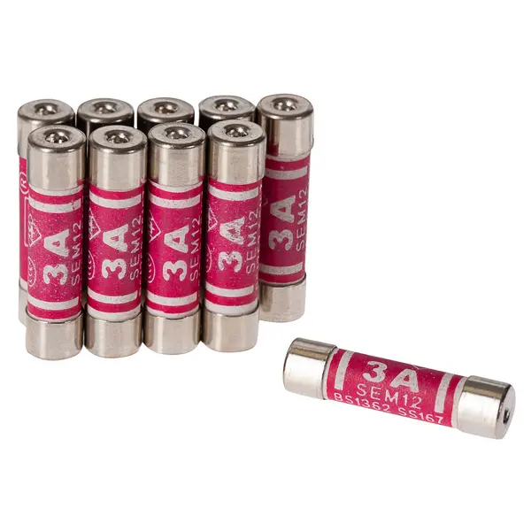 Image of Maplin Maplin 3 Amp Plug Fuse BS1362 25.4 x 6.4mm - Pack of 10 AR37S
