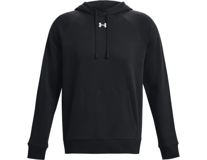Image of Under Armour Mens Rival Cotton Blend Fleece Logo Hoodie XL - Chest 46-48' (116.8-121.9cm) Black/Wham 1379757-001-XL