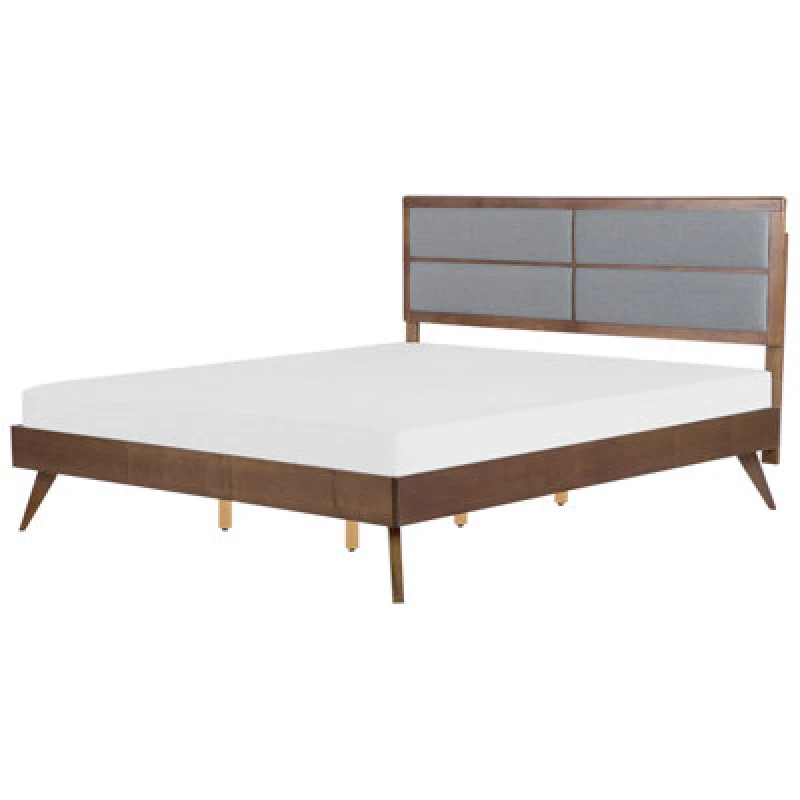 Image of Beliani Bed Poissy 180 X 200 Cm Eu Super King Dark Ash Wood, Grey 148896