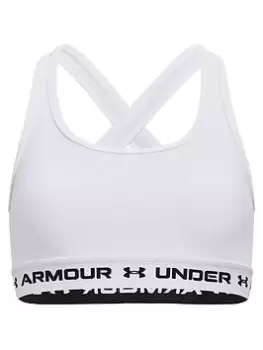 Image of Under Armour Girls Crossback Sports Bra - White/Black