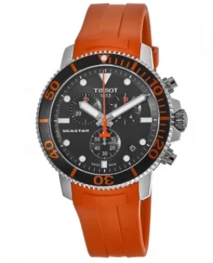 Image of Tissot Seastar 1000 Chronograph Black Dial Orange Rubber Strap Mens Watch T120.417.17.051.01 T120.417.17.051.01