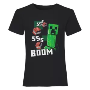 Image of Minecraft Girls Like A Bossss T-Shirt (9-10 Years) (Black/Green)